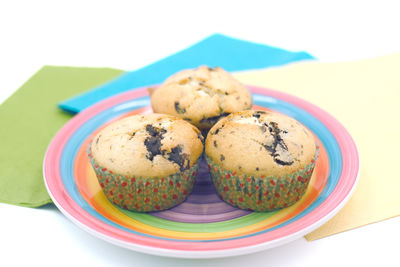 Close-up of cookies in plate on table