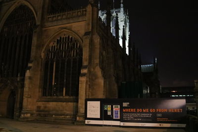 Illuminated building at night