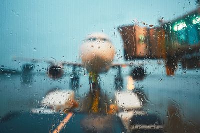 Close-up of wet window in rainy season