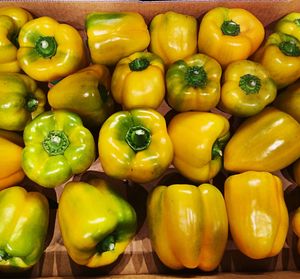 Full frame shot of bell peppers for sale at market