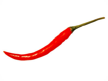 Close-up of red chili peppers against white background