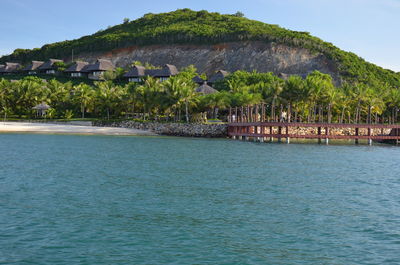 Scenic view of sea against clear sky