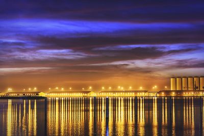 Scenic view of sea against sky at night