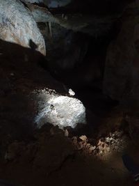 High angle view of rock formation in water