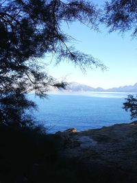 Scenic view of lake against sky during winter