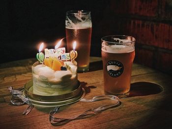 Close-up of cake on table