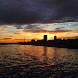 Scenic view of river against cloudy sky