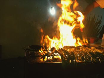 Close-up of bonfire at night