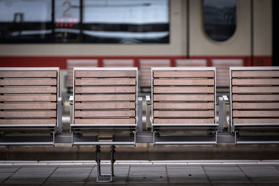 Empty seats at railway station