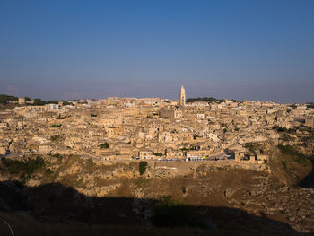 Panorama of matera against clear sky