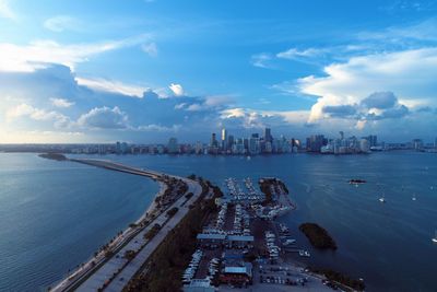 Aerial view of city at waterfront