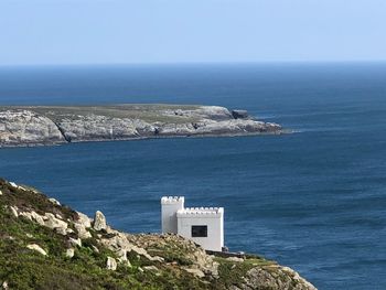 Scenic view of sea against clear sky