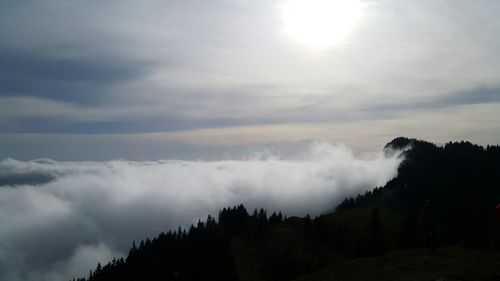 Scenic view of silhouette mountain against sky