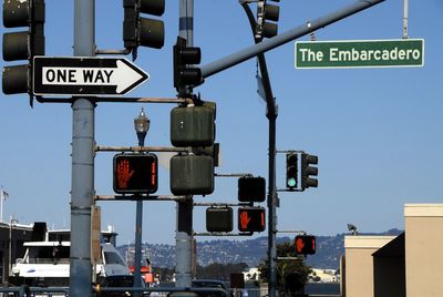 Low angle view of road signal