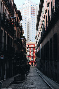 Narrow alley amidst buildings in city