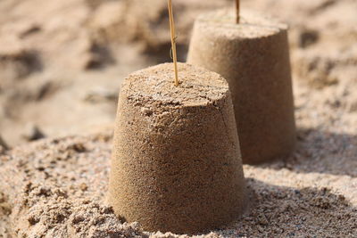 Close-up of sand cake 