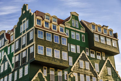 Low angle view of residential building against sky