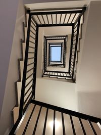 Low angle view of spiral staircase of building