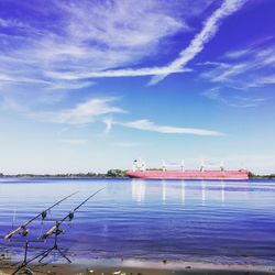 Scenic view of sea against blue sky