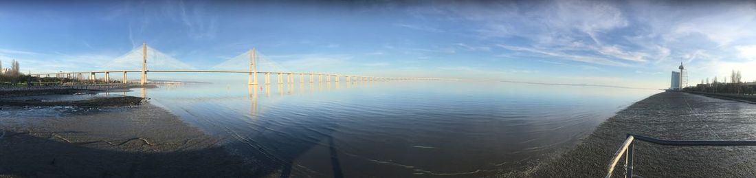 Bridge over sea against sky