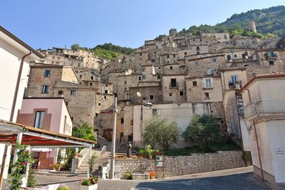 Panoramic view of pesche, a village in molise region, italy.