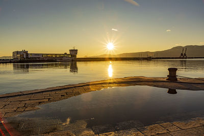 Scenic view of sea against sky during sunset