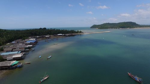 High angle view of sea against sky