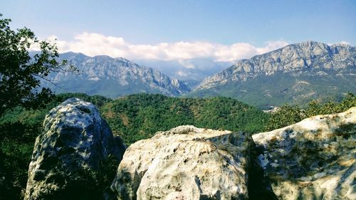 Scenic view of mountains against sky