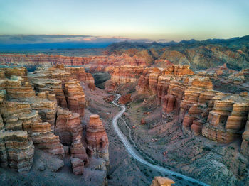 Aerial view of rock formations