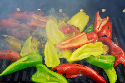 Close-up of multi colored bell peppers