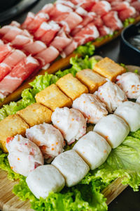 High angle view of food on table