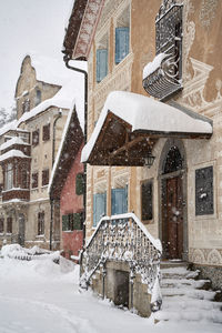 Houses in city during winter