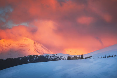 Mountain landscapes in the cold winter season from carpathians, romania.