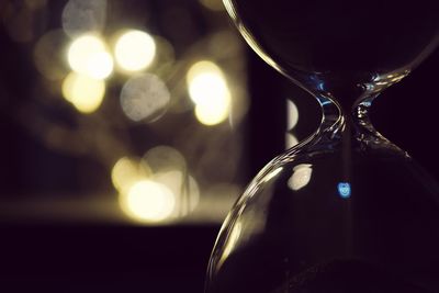 Close-up of sunlight falling on glass table