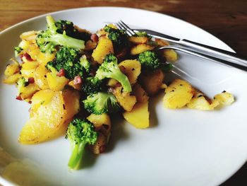 High angle view of meal served in plate