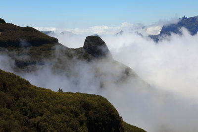 Scenic view of volcanic mountain against sky