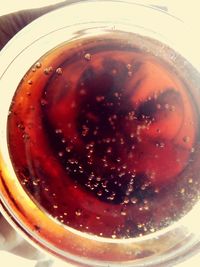 Close-up of red drink in glass