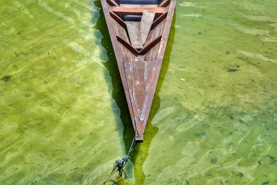 High angle view of boat in lake