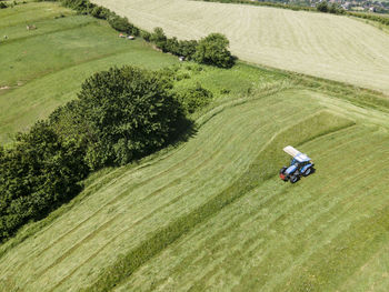 High angle view of person on golf course