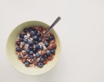 Directly above shot of breakfast served in bowl