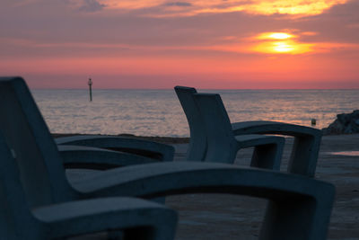 Scenic view of sea at sunset