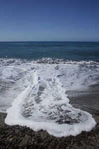 Scenic view of sea against clear sky