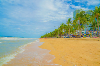 Scenic view of beach against sky