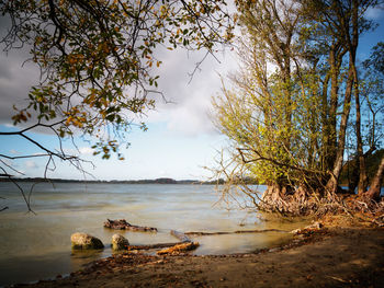 Scenic view of lake against sky