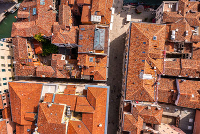 Beautiful orange roofs of venice in italy. aerial view.