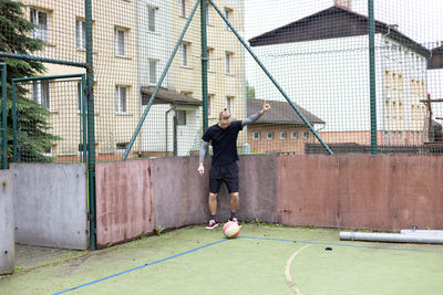 Man playing soccer