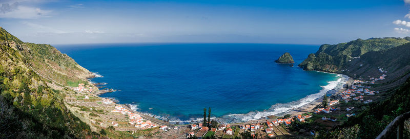 High angle view of sea against sky