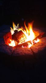 Close-up of bonfire at night