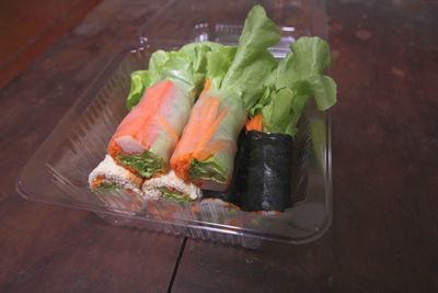 High angle view of fish on table