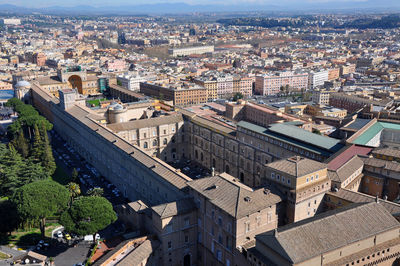 High angle view of cityscape against sky